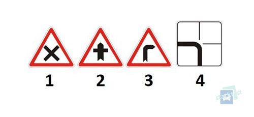 Який із зображених дорожніх знаків встановлюється при наближенні до перехрестя з другорядною дорогою?