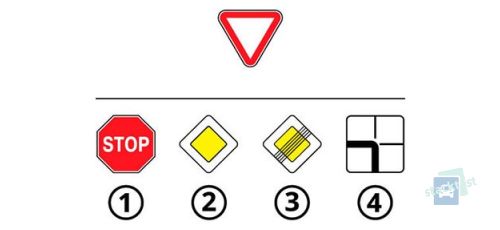 Який дорожній знак встановлений на дорозі, що перетинається, якщо для вас встановлений даний знак?