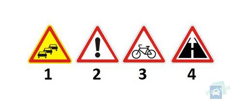 Який із представлених дорожніх знаків попереджає про наближення до ділянки (місця) концентрації дорожньо-транспортних пригод?