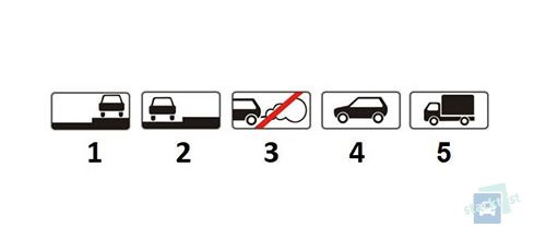 Какая из представленных табличек указывает, что разрешается оставлять транспортные средства только с неработающим двигателем?