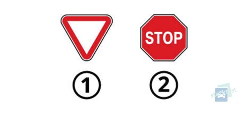 Який із представлених знаків зобов'язує поступитися дорогою транспортним засобам, що рухаються по дорозі, що перетинається, на нерегульованих перехрестях?