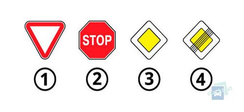 Какой из представленных дорожных знаков предоставляет первоочередное право проезда перед транспортными средствами, движущимися по пересекаемой дороге, на нерегулируемых перекрестках?
