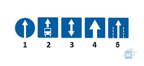 Який із представлених дорожніх знаків встановлюється на початку дороги чи відокремленої проїзної частини, по всій ширині якої рух транспортних засобів здійснюється лише в одному напрямку?