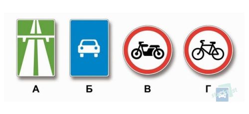 Який із представлених дорожніх знаків встановлюється на початку автомагістралі?